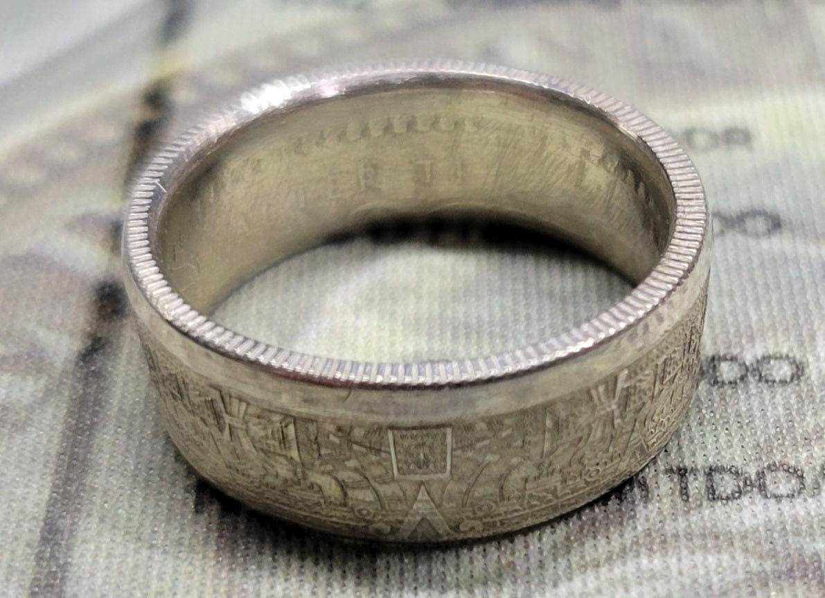 Small Aztec calendar coin ring
