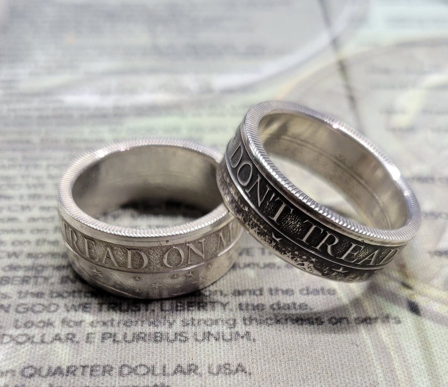 DON'T TREAD ON ME, LIVE FREE OR DIE coin ring