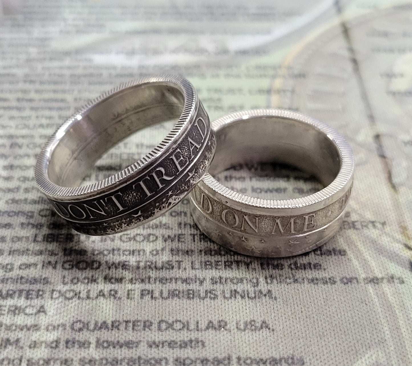 DON'T TREAD ON ME, LIVE FREE OR DIE coin ring