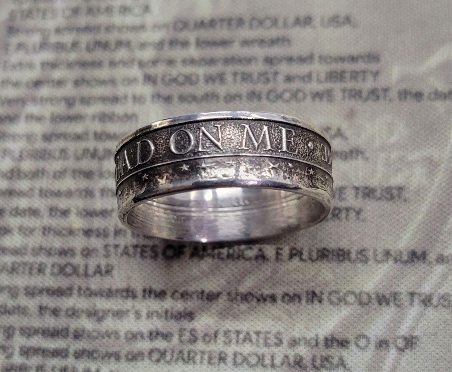 DON'T TREAD ON ME, LIVE FREE OR DIE coin ring