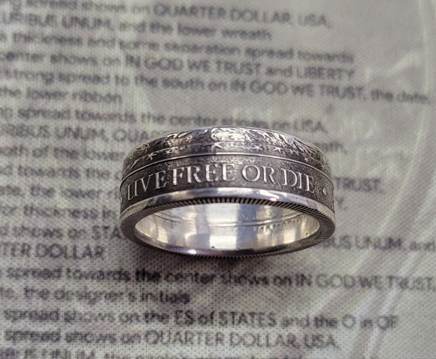 DON'T TREAD ON ME, LIVE FREE OR DIE coin ring