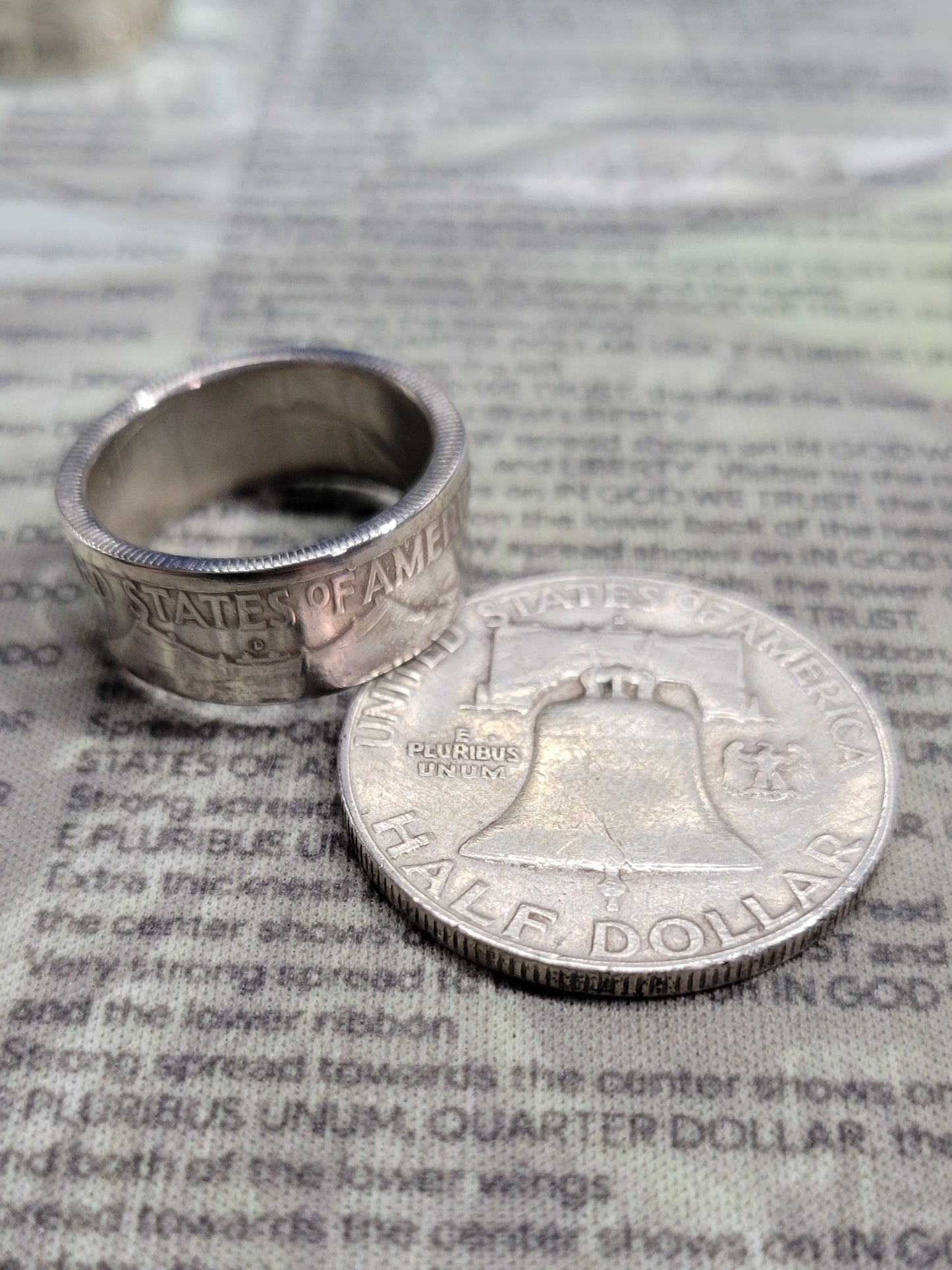 Benjamin Franklin half dollar coin ring