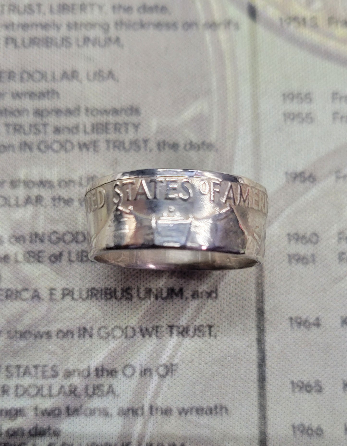 Benjamin Franklin half dollar coin ring