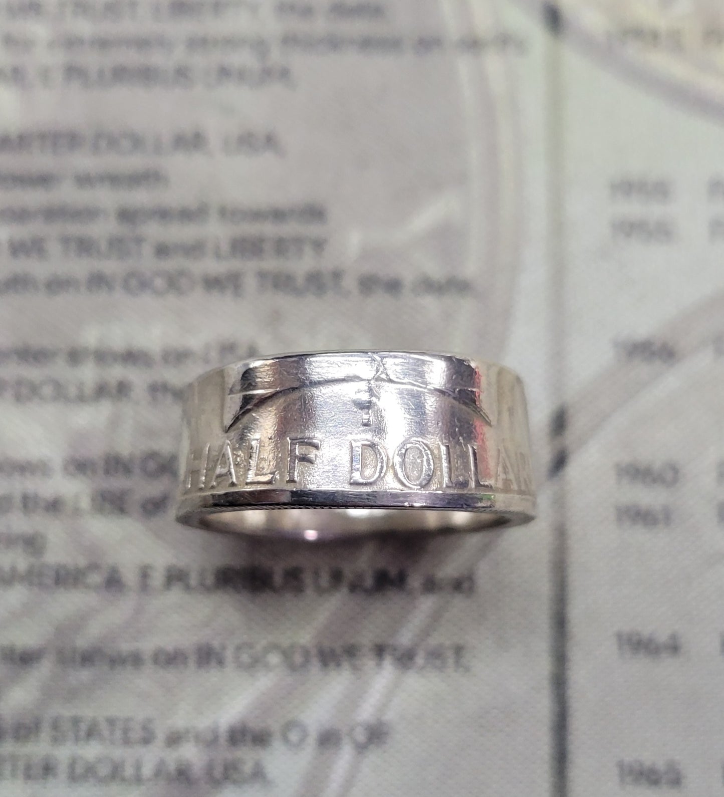 Benjamin Franklin half dollar coin ring