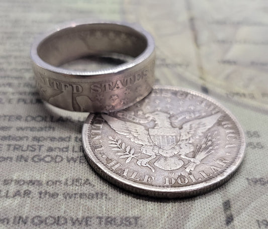 Barber half dollar coin ring
