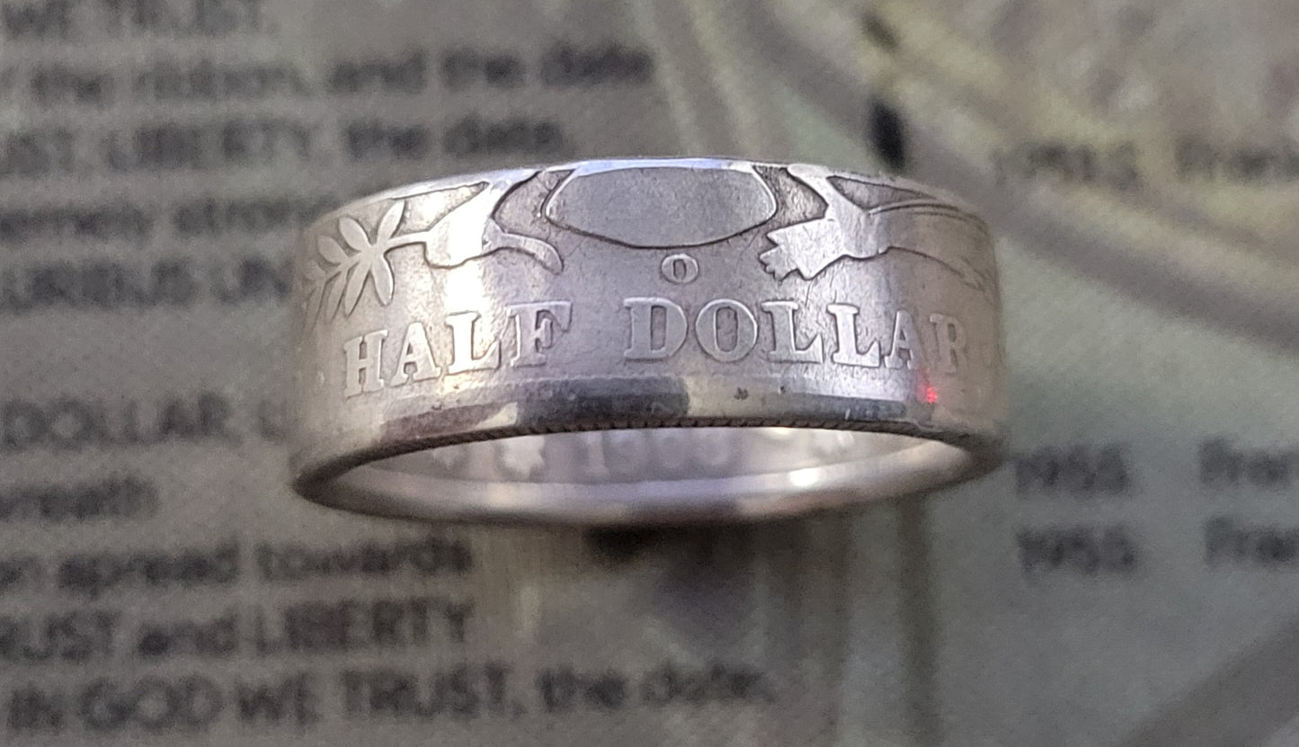 Barber half dollar coin ring