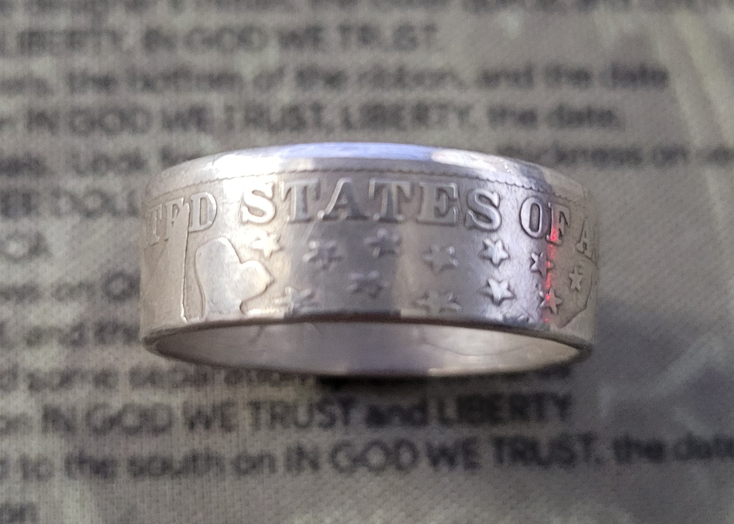 Barber half dollar coin ring