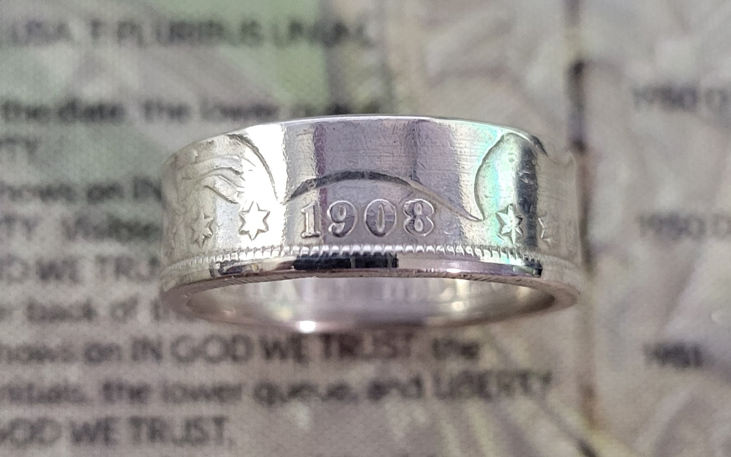 Barber half dollar coin ring