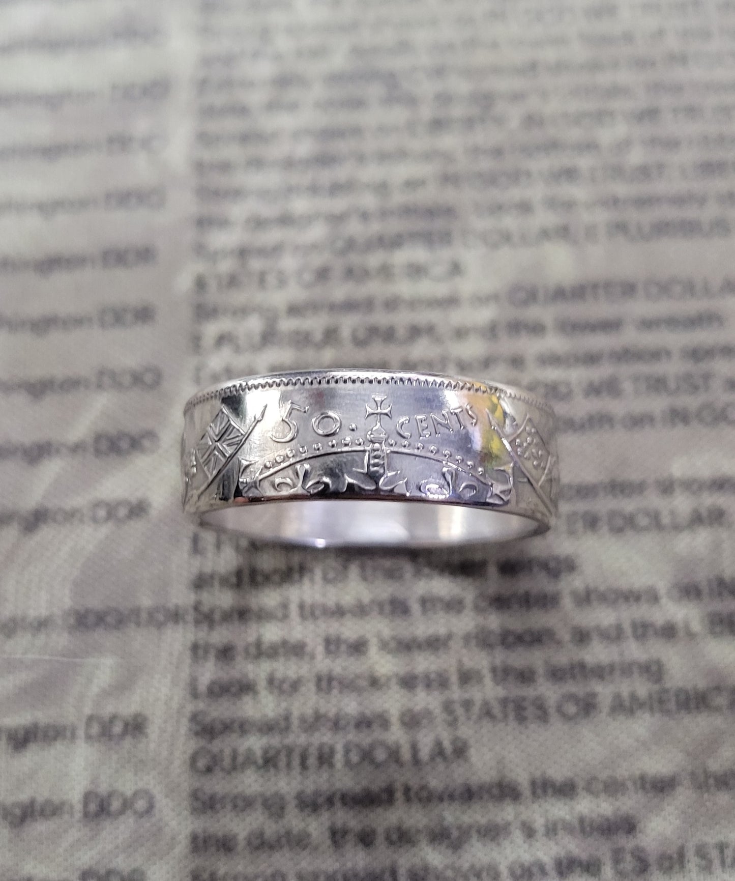 Canadian 50 cent reverse side out coin ring