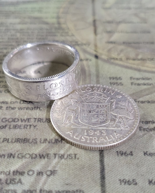 Australia Florin reverse side out coin ring
