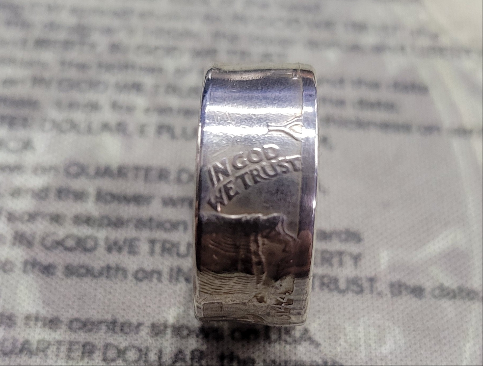 Walking Liberty half dollar coin ring