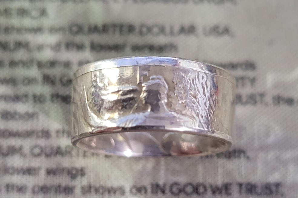 Walking Liberty half dollar coin ring