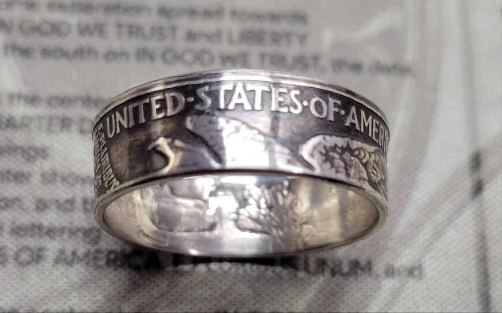 Walking Liberty half dollar coin ring