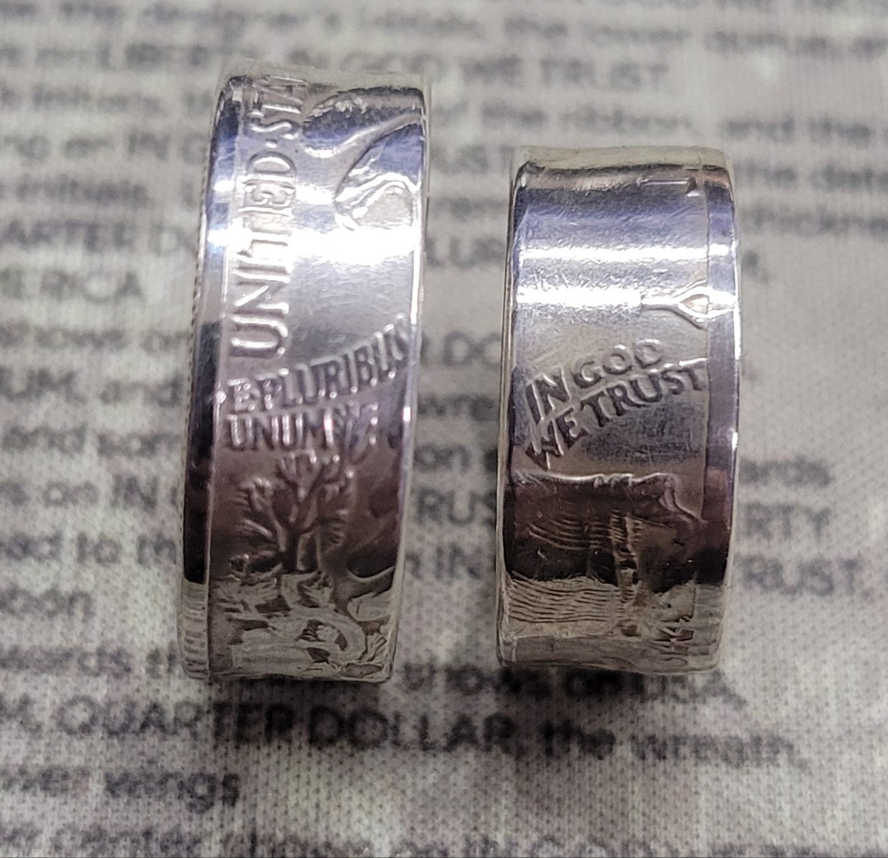 Walking Liberty half dollar coin ring