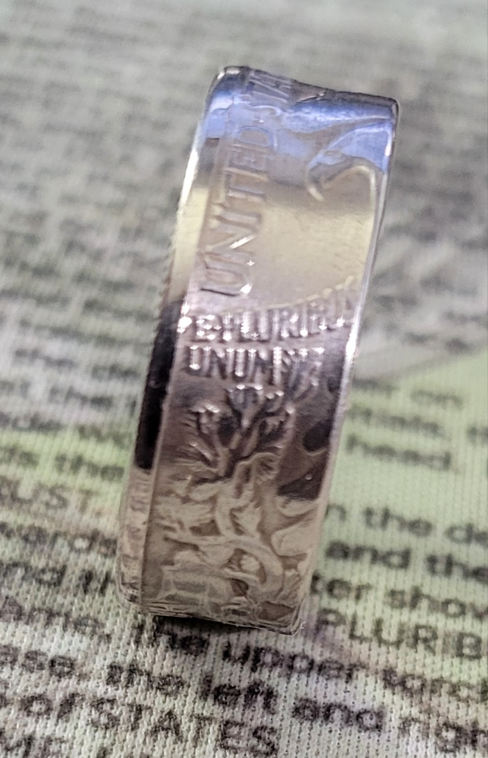 Walking Liberty half dollar coin ring
