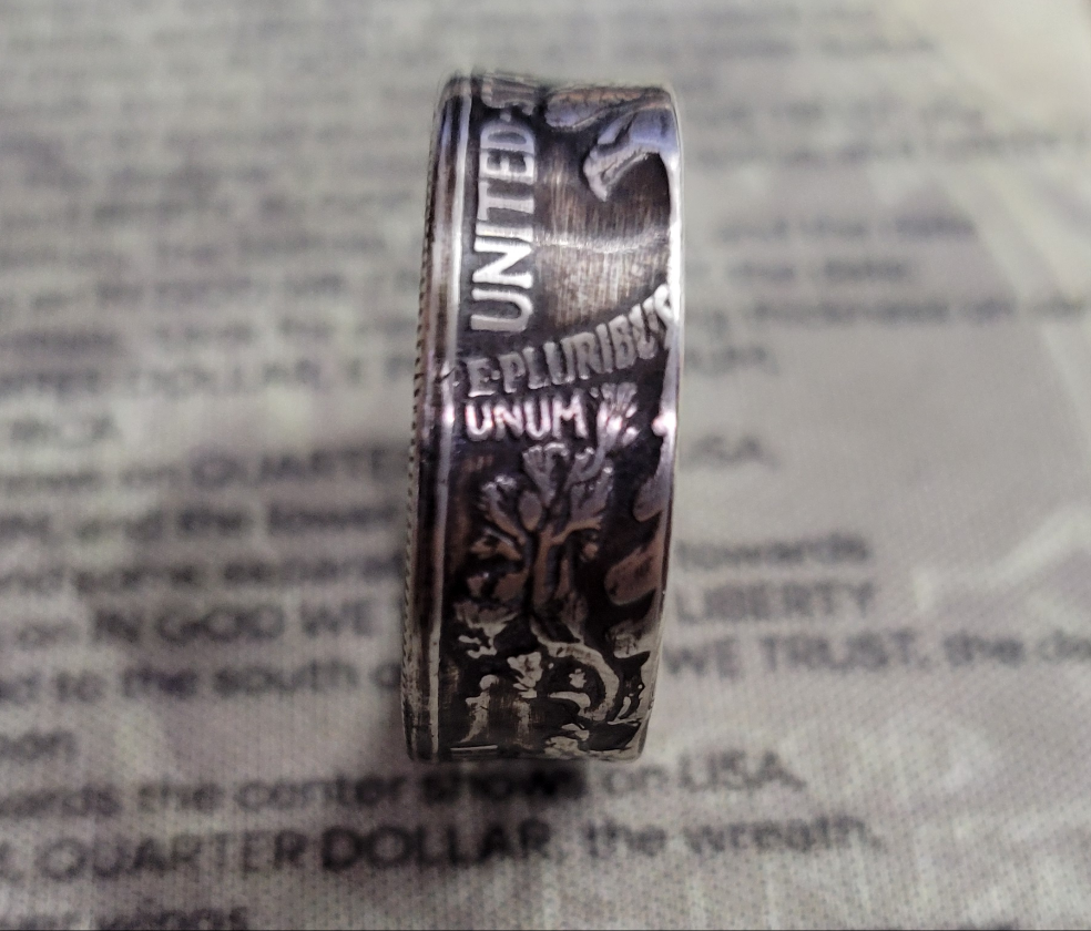 Walking Liberty half dollar coin ring
