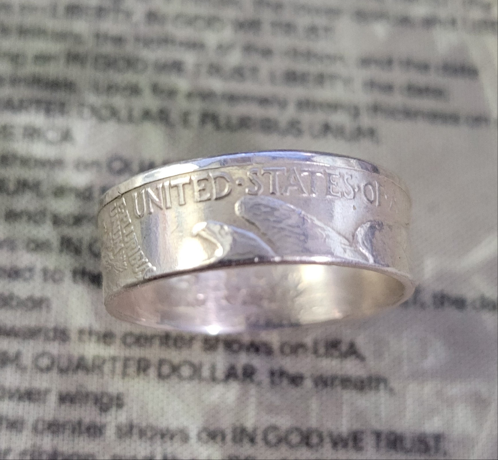 Walking Liberty half dollar coin ring